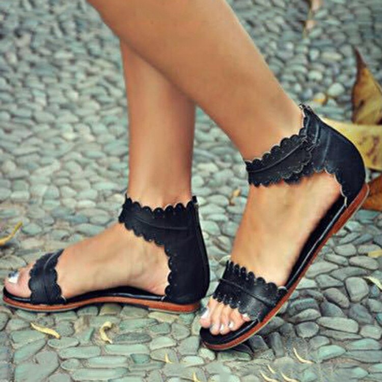 Women Snadals 2019 Retro Summer Shoes Women Zipper Flat Sandals Chaussures Femme Plus Size Casual Shoes Beach Sandalias Mujer