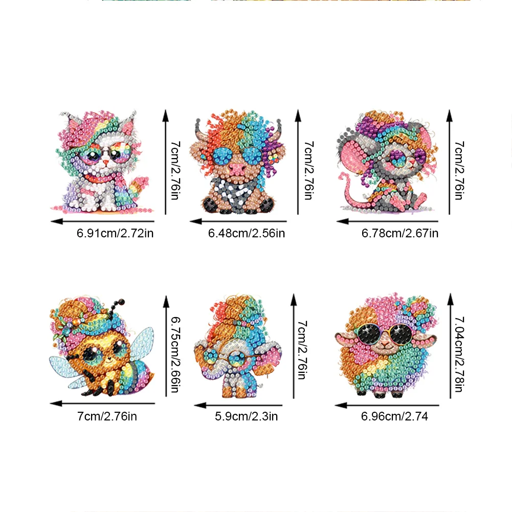 8Pcs Cartoon Animal Special Shape Diamond Painting Fridge Magnet Fridge Stickers
