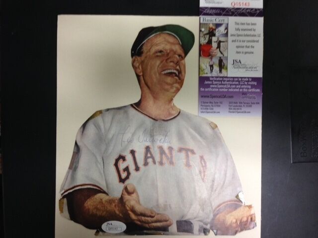 Leo Durocher Vintage Mounted Photo Poster painting Signed Autographed NY Giants Early Days JSA