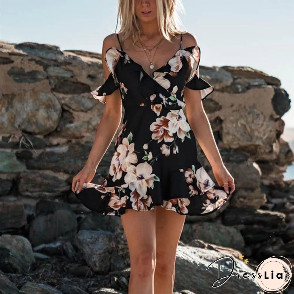 Brand New Women Party Lace Flower Backless Mini Dress Summer Sexy Sling SpaghettiStraps Deep V Neck Wedding Club Vestidos