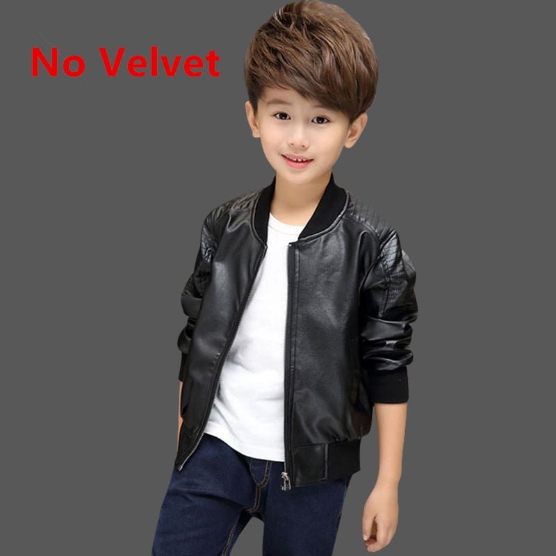 New Arrived Boys Coats Autumn Winter Fashion Korean Children's Plus Velvet Warming Cotton PU Leather Jacket For 1-11Y Kids Hot