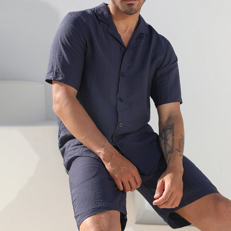 2025 Men's Casual Comfortable Button Lapel Shirt Suit