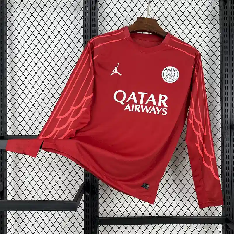 25/26 PSG Red Goalkeeper Long Sleeves Soccer Jersey
