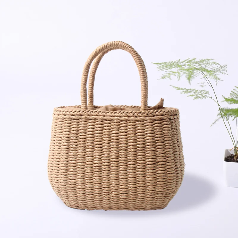 Handmade straw woven holiday beach leisure portable rough woven bag