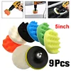 9 Pcs 5 Inch Buffer Drill Wheel Polisher Reusable Buffing Waxing Sponge Pads Kit
