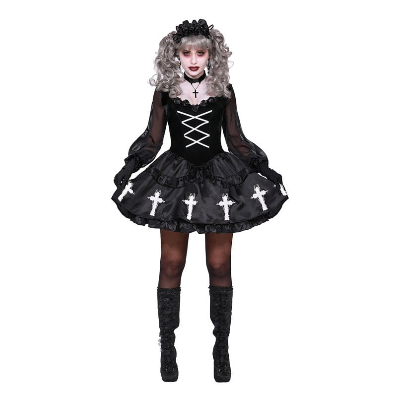 Ghost Doll Costume Sets Women's Haunted Doll Costume-elleschic