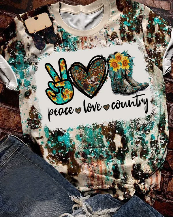 peace love country bleached shirt