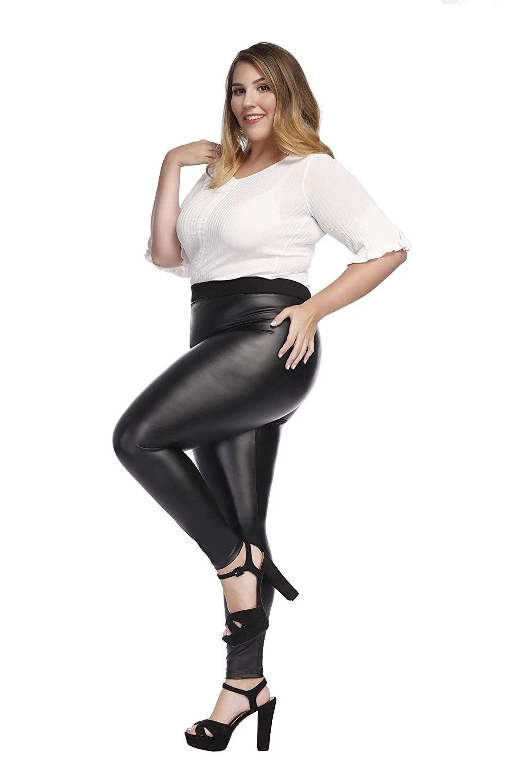 MCEDAR Women’s Faux Leather Leggings Plus Size Girls High Waisted Sexy Skinny Pants …