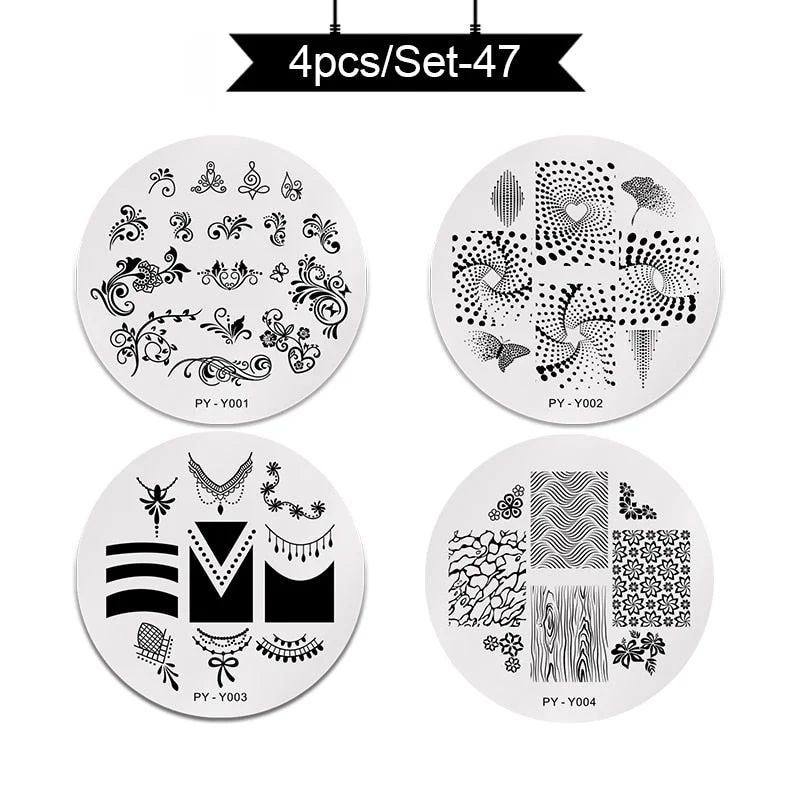 PICT YOU Stamping Plates Kits Striped Line Flowers Stamp Plate Tropical Geometry Lace Halloween Pumpkin Nail  Image Plate-Nail Inspo