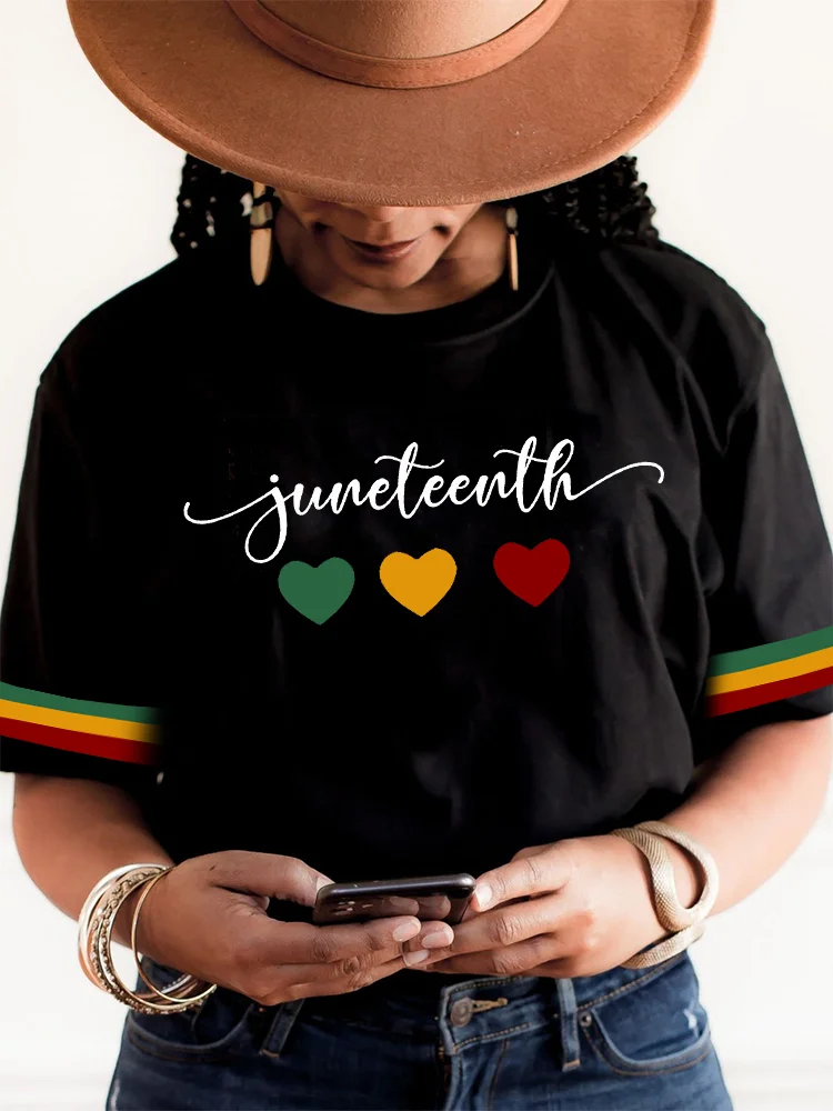 Juneteenth Inspired Heart Striped T Shirt