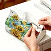 (24cm)Diamond Art Tissue Box DIY PU Napkin Cover for Home(Sunflowers and Dragonflies)