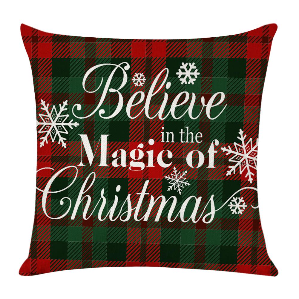 

Christmas Pattern Linen Pillowcase Soft Throw Pillow Case Sofa Cushion (5, 501 Original