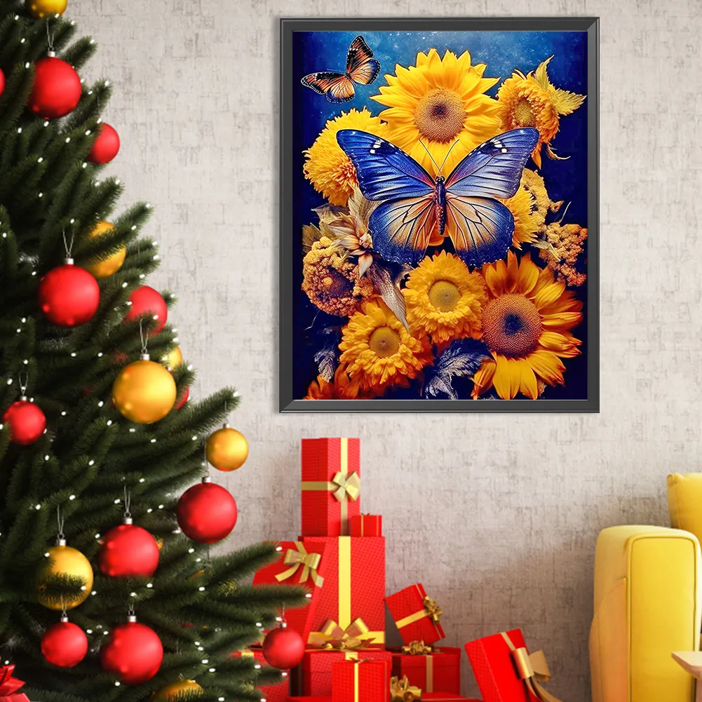 Full Round Diamond Painting 40*50cm - Sunflower Butterfly