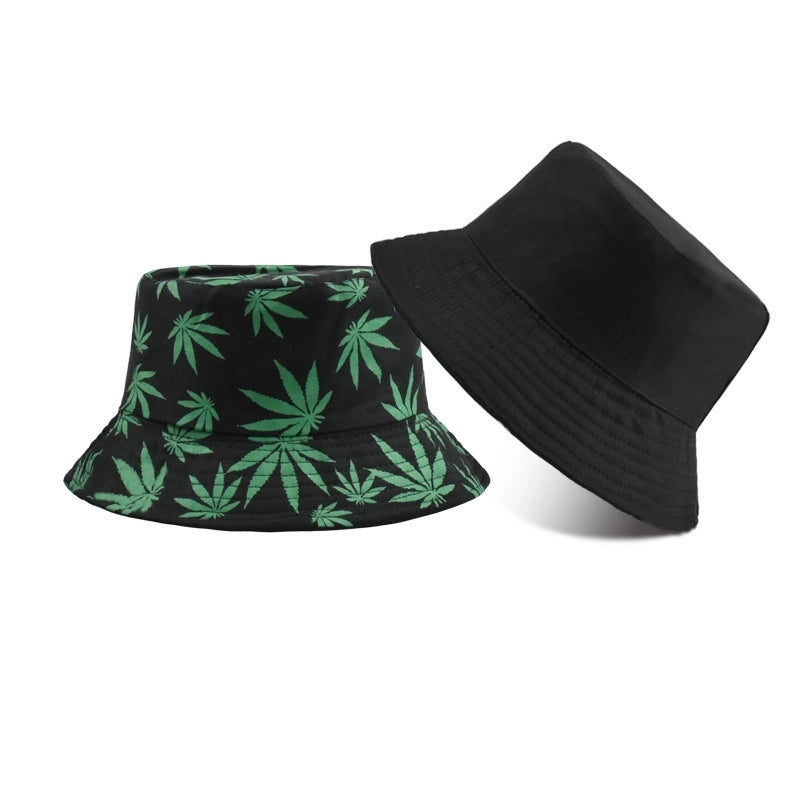 Unisex Minimalist Maple Leaf Printing Wide Eaves Bucket Hat