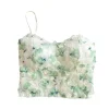 Crop Top Floral Camisoles Strap Tank Tops for Women Tube Top with Chest Pad Sexy Sweet Camisole GA
