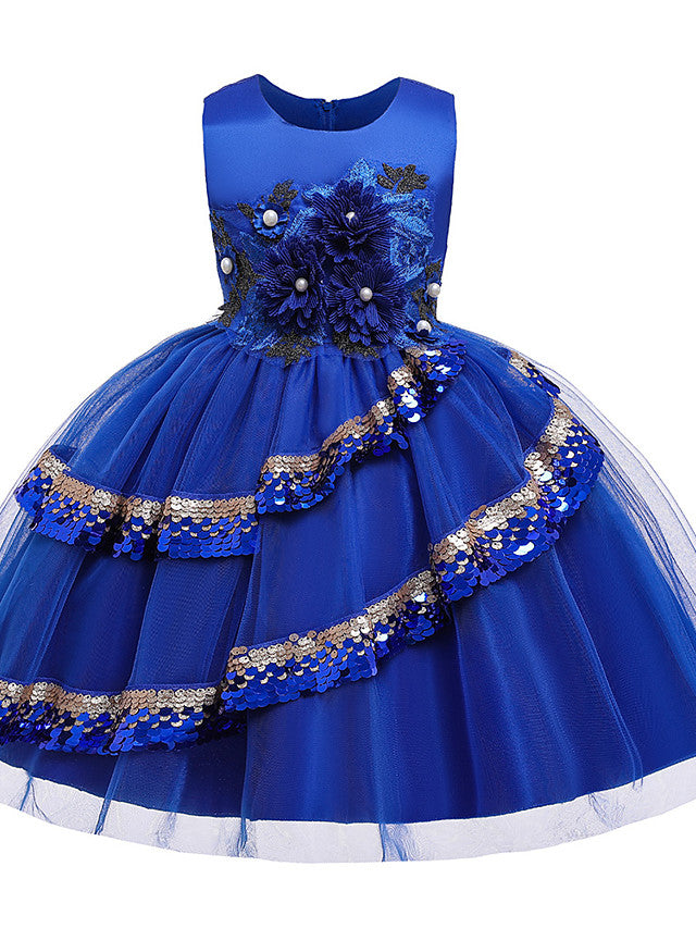 Oknass Sleeveless Jewel Neck Flower Girl Dresses Poly Polyester Cotton With Butterfly Design Beading Appliques
