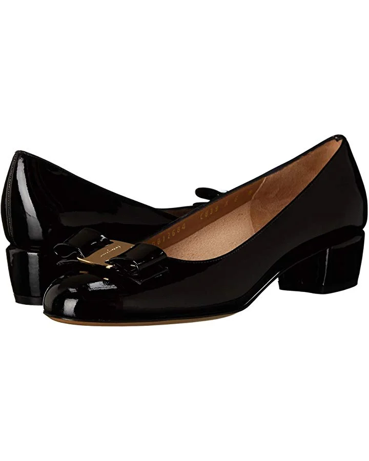 Custom Made Black Patent Leather Block Heel Pumps Vdcoo