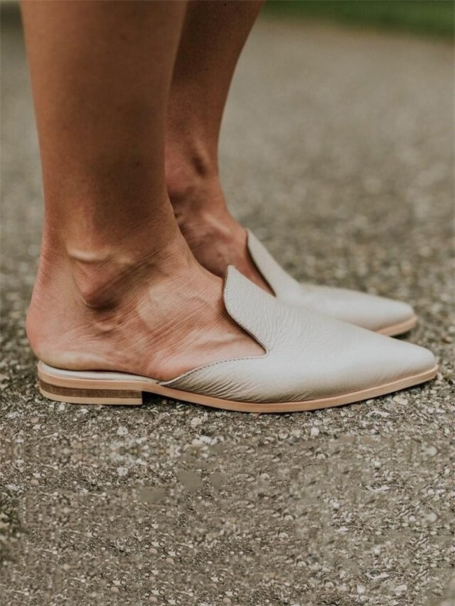 furzy pointy toe mules