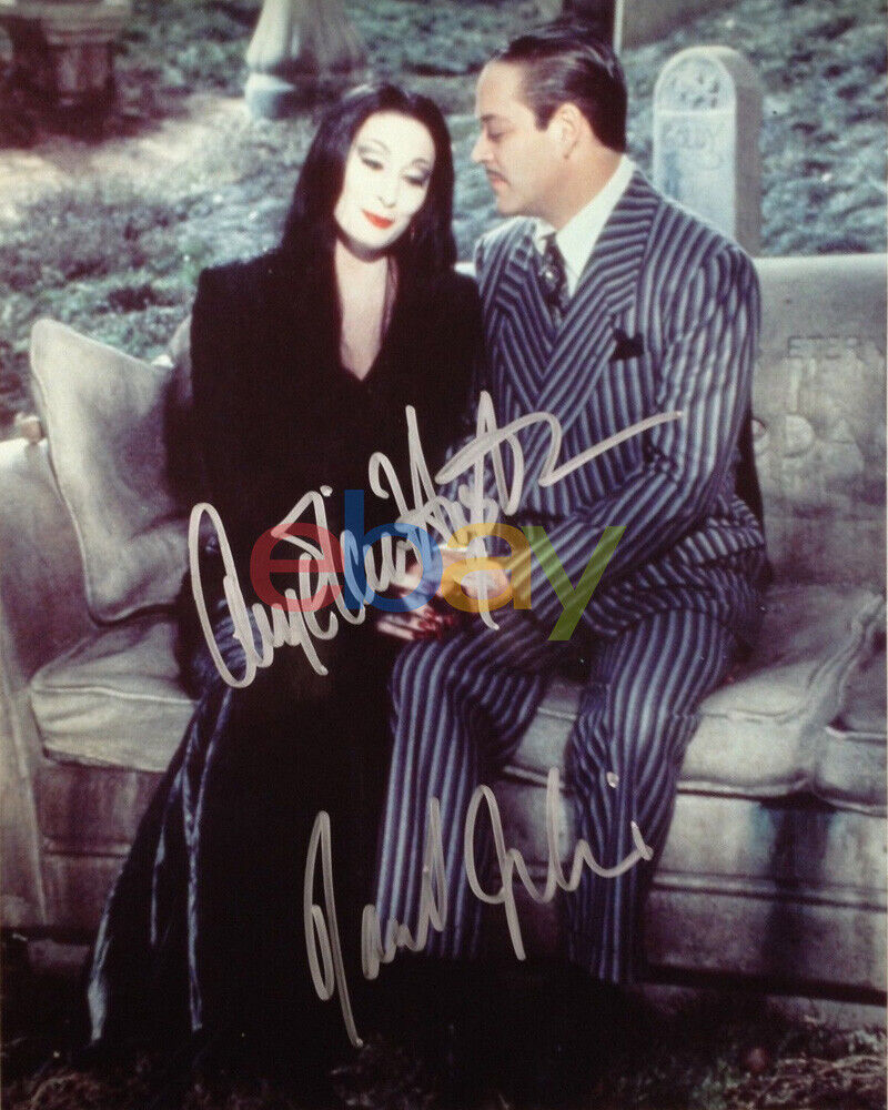 Addams family Signed 8x10 Photo Poster painting Raul Julia Anjelica Huston Halloween reprint