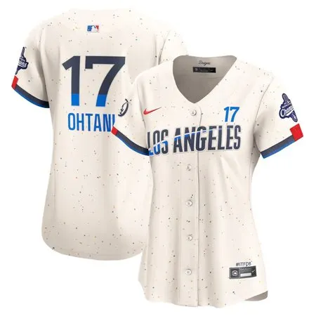 Women's Los Angeles Dodgers #17 Shohei Ohtani  Cream 2025 World Series Champions Home Limited Jersey