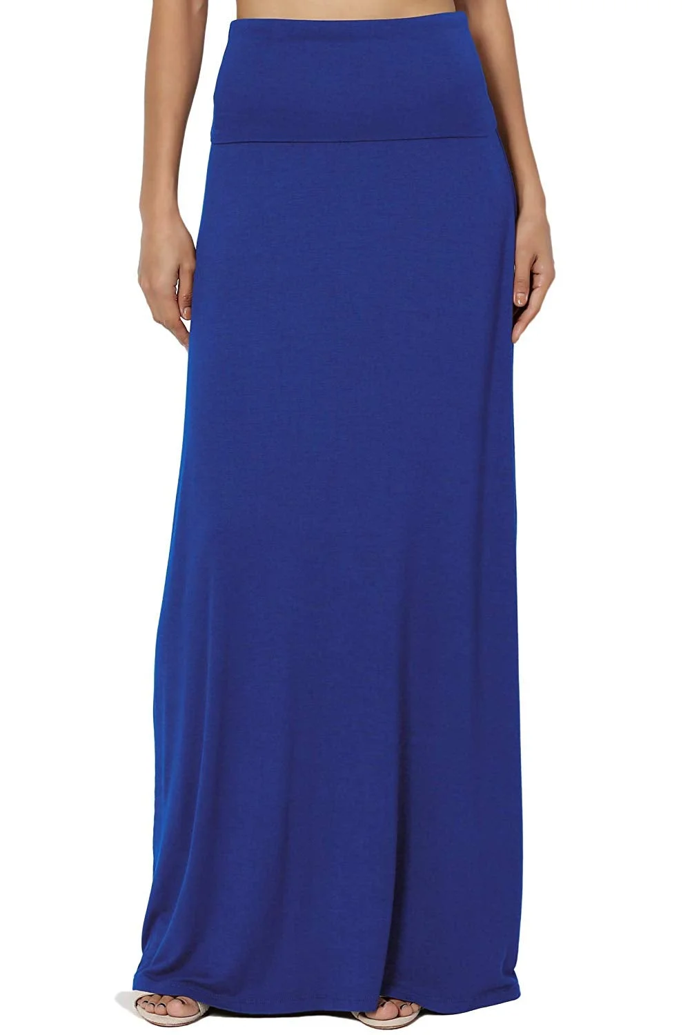 Women's Casual Lounge Solid Draped Jersey Relaxed Long Maxi Skirt