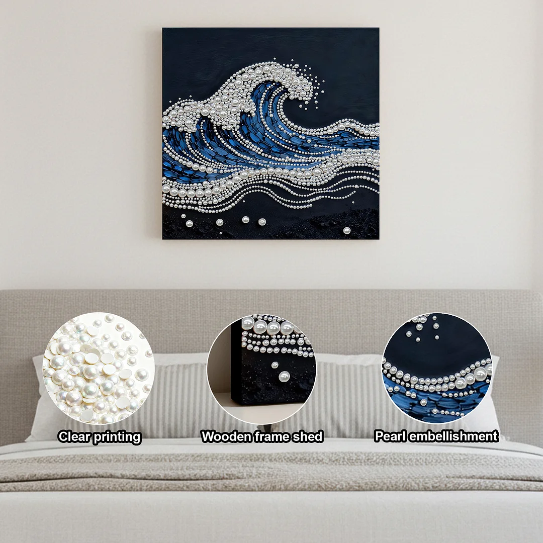 Waves DIY Pearl Art Diamond Painting With Frame 30x30cm for Adults Home Decor