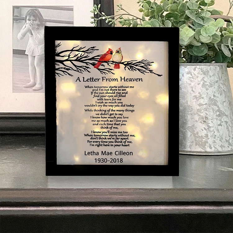 A Letter From Heaven Cardinals Memorial Frame Personalized Lighted Shadow Box