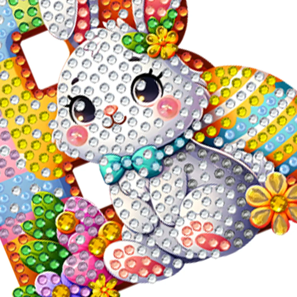 DIY PET Double Sided Special Shaped Easter Alphabet B Diamond Painting Keychain