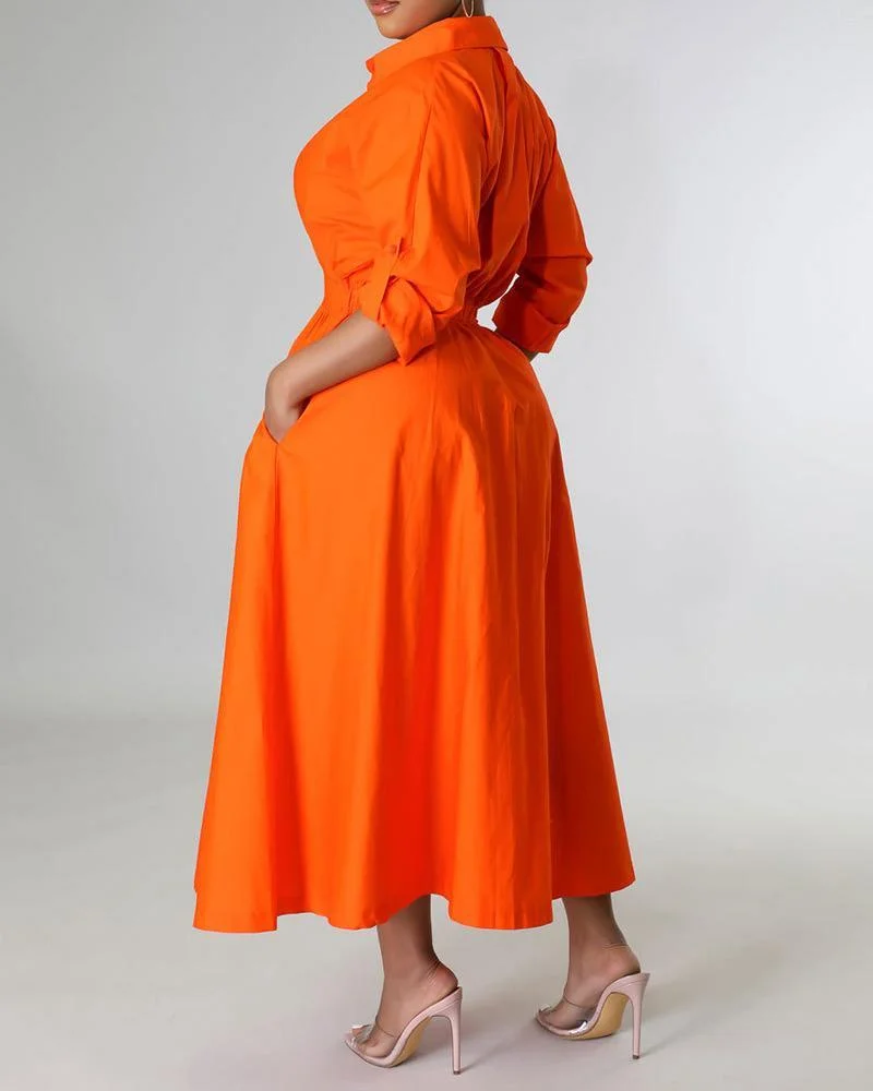 Casual Stylish Long Sleeve Shirt Dress