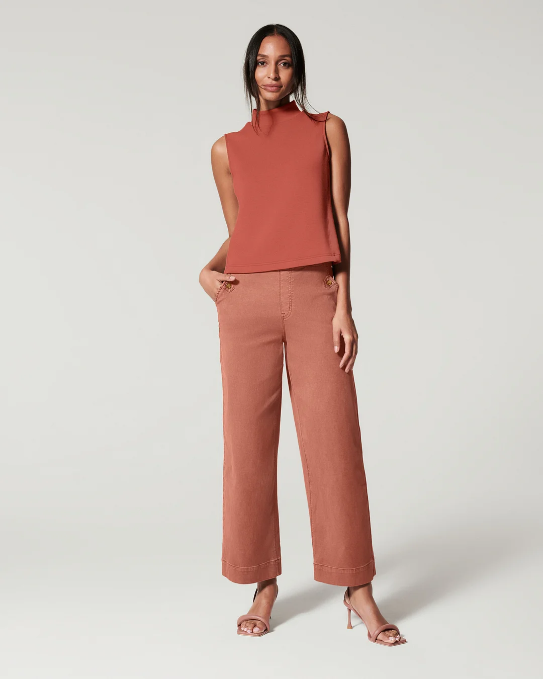 Stretch Twill Cropped Wide Leg Pant