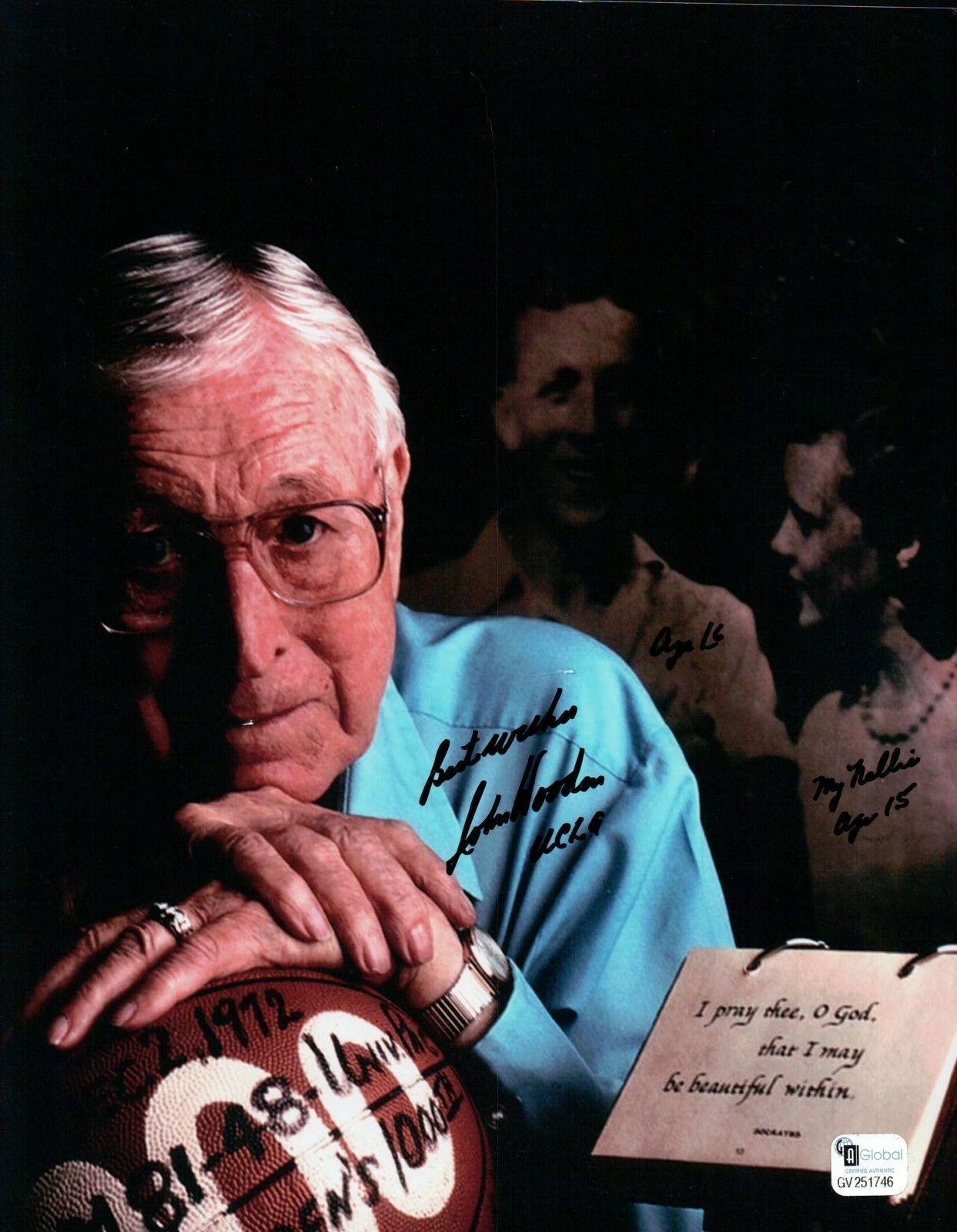 John Wooden Signed 8X10 Autograph Photo Poster painting Best Wishes UCLA