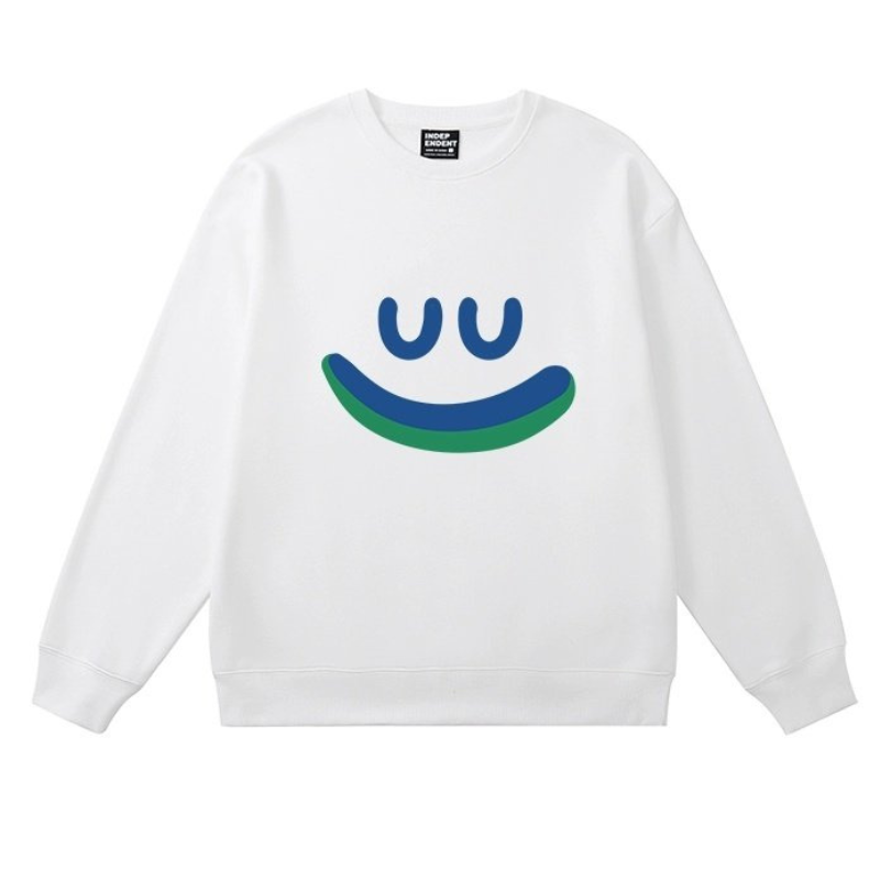 Women Closed Eyes Smile Print Sweatshirt