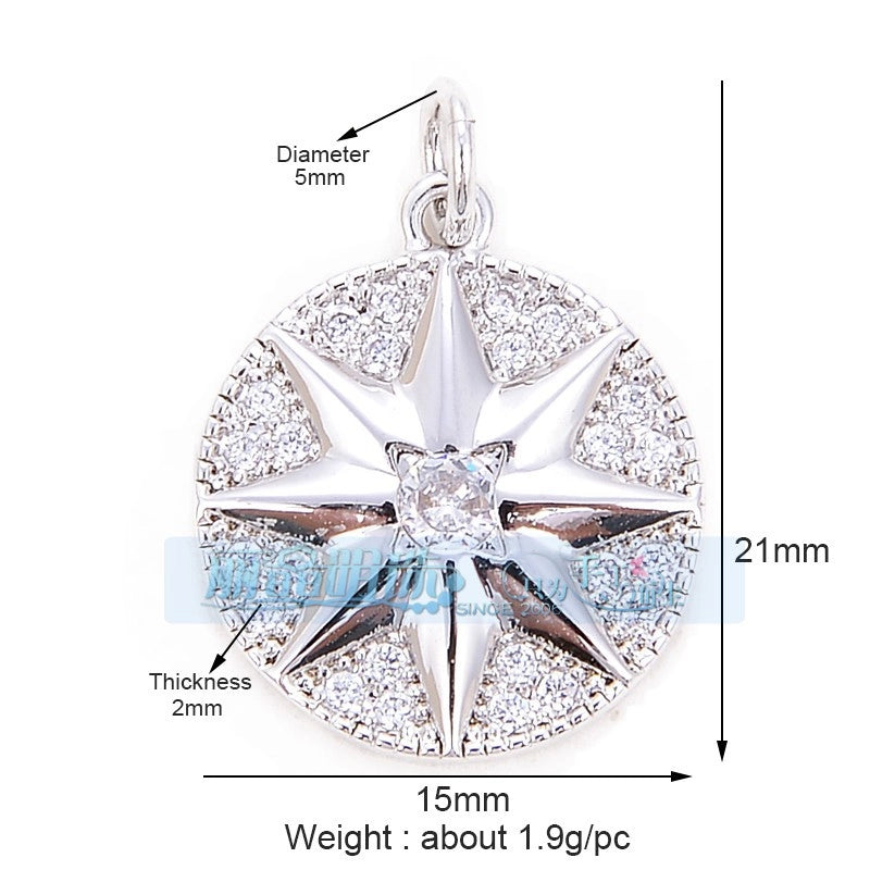 1 Piece 15 * 21mm 18 * 23mm 9*16mm Copper Zircon Sun Star Lightning Pendant Jewelry Accessories