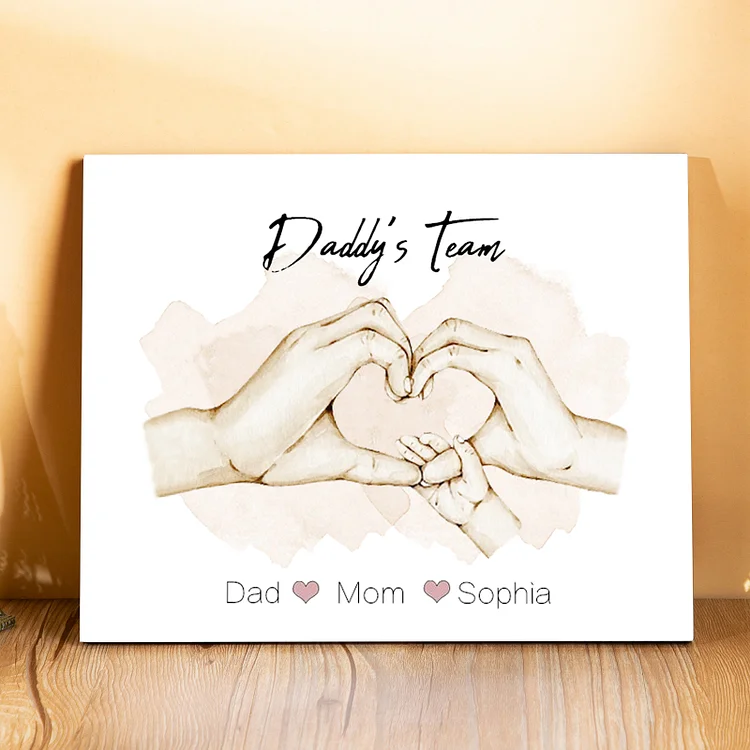 Personalized Heart Holding Hands Picture Board Custom 3 Names Family Keepsake Wood Signs Photo Frame