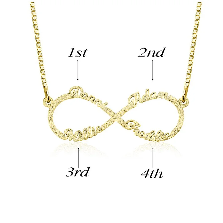 Sparkling Name Necklace Infinity Necklace Custom 4 Names Shinning Name Chain