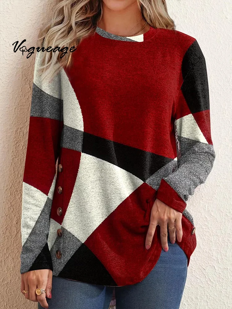 Cashmere Contrast Print Long-Sleeved T-Shirt