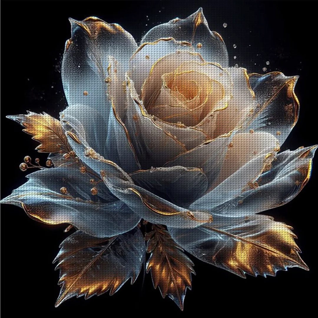 Gold Flower Full 18CT DIY Counted Cross Stitch Arts Kits for Home Decor 30x30cm