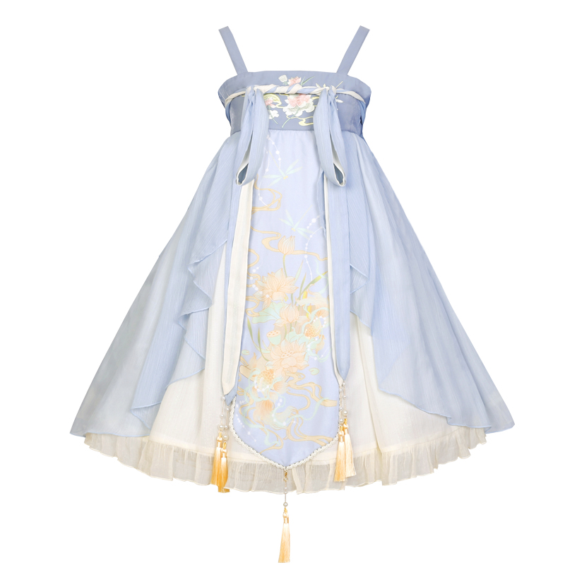 Elegant Lotus Embroidery Lolita Dress - Chinese Heritage Summer Elegance