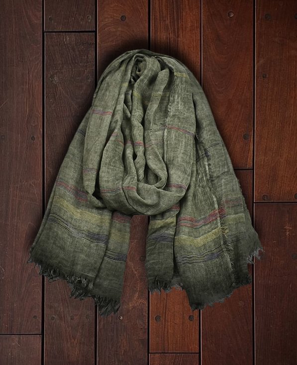 men's striped scarf autumn and winter solid color cotton and linen scarf