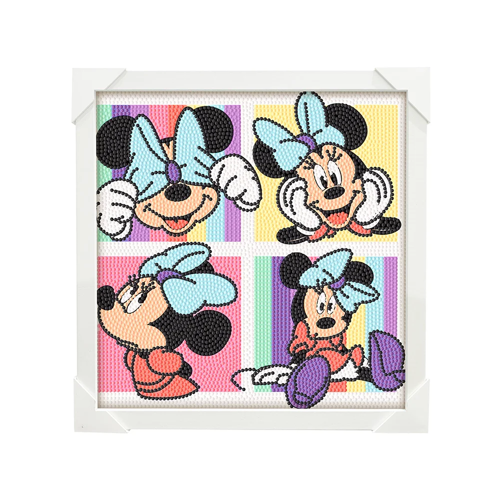 【with Frame】Mickey Minnie Diamond Painting Art Mosaic Kits for Kids Gift Home Wall(Canvas|25*25cm)