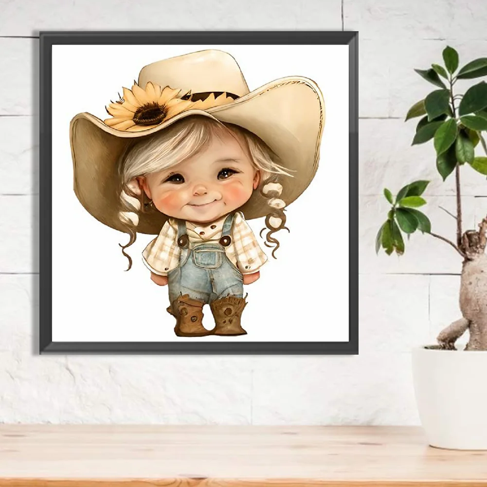 Diamond Painting - Full Round Drill - Farm Cowboy Kids(Canvas|30*30cm)