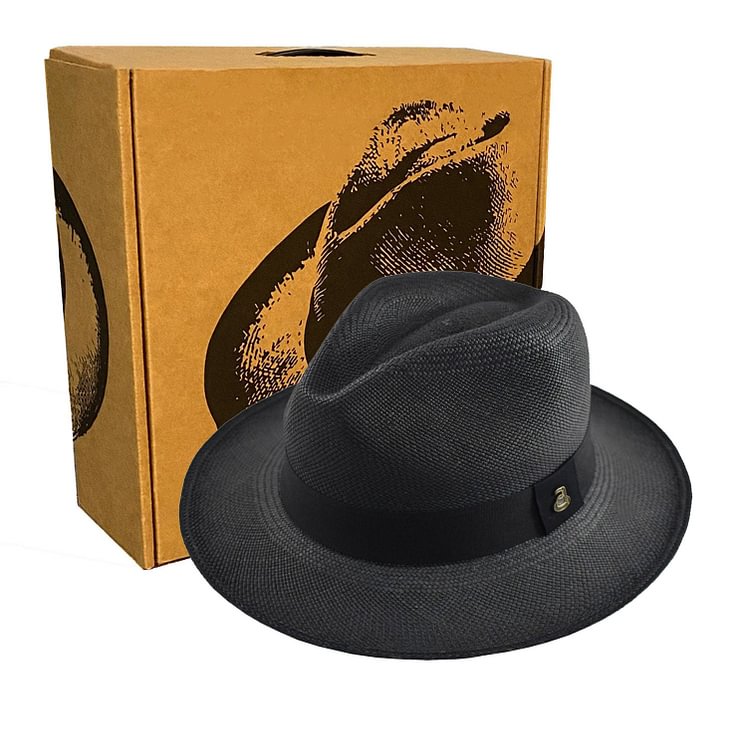 Advanced Original Panama Hat-Black Toquilla Straw-Handwoven in Ecuador (HatBox Included)