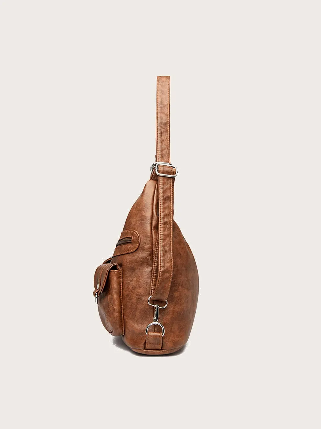 Vintage Design Multi-zip Bucket Bag