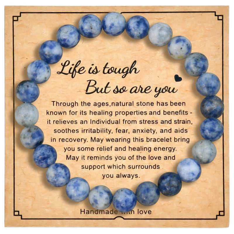 8mm Natural Stone Bracelet With Card Explosions Tourmaline Bracelet For Men And Women Friendship Bracelet Holiday Gift