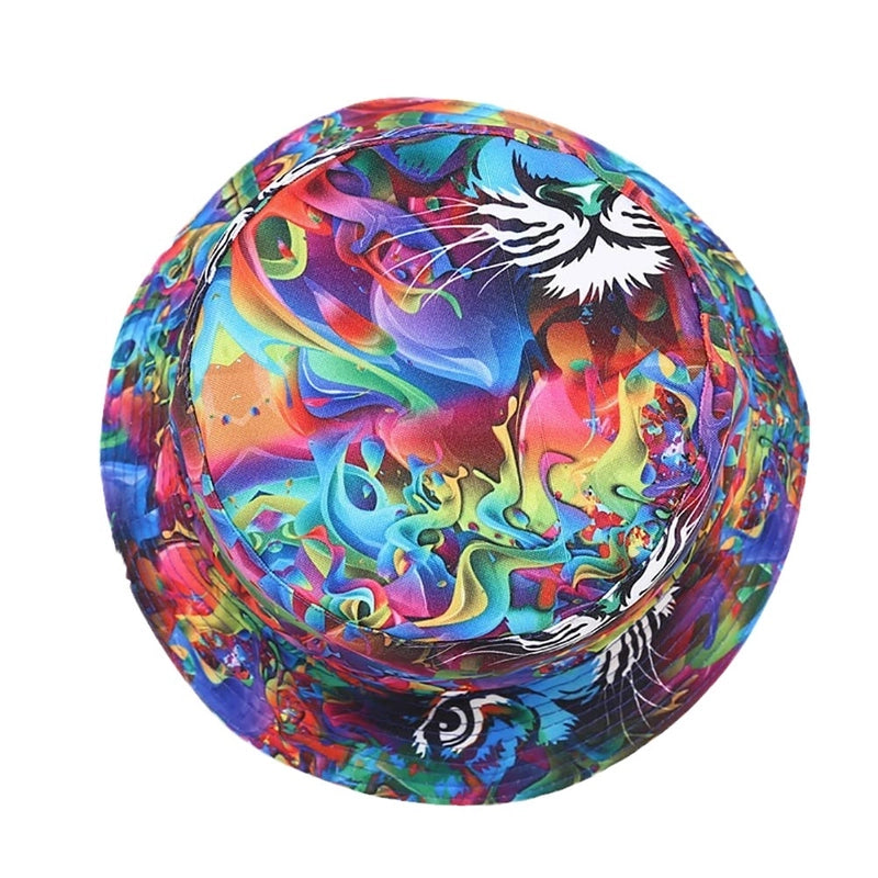 Printed Double-sided Foldable Fisherman Hat Women’s Summer Travel Sunshade Sun Protection Pot Hat For Men