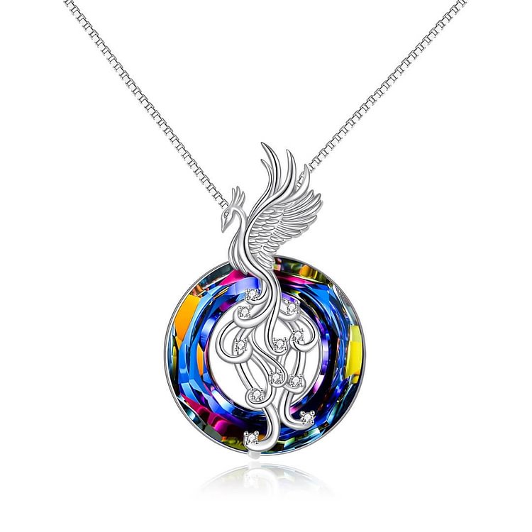 For Self - The Fire Inside Me Burns Brighter Than the Fire Around Me Firebird Crystal Phoenix Necklace