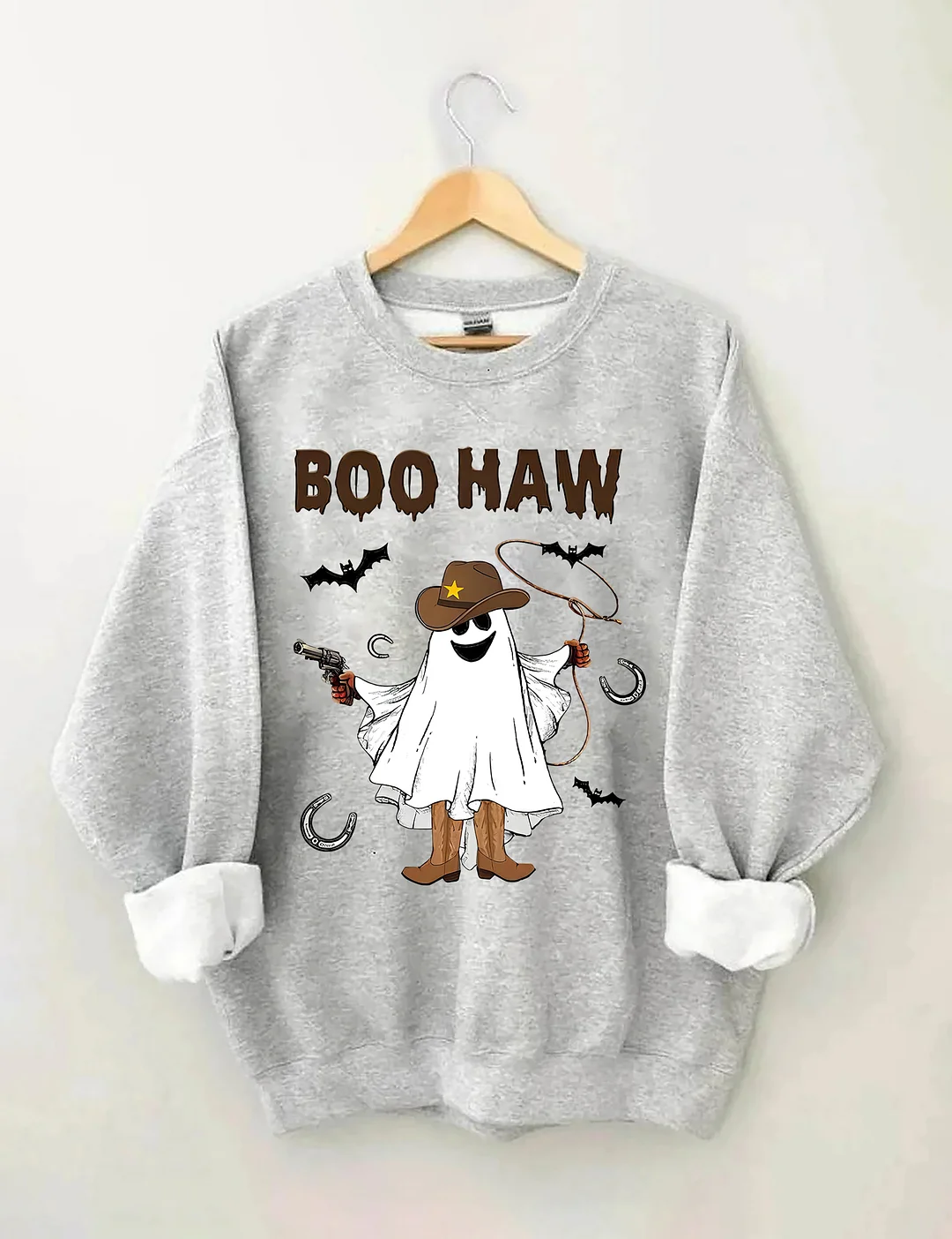 Halloween BOO Haw Western Cowboy Ghost Sweatshirt
