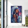 Beauté Indienne Et Hibou Blanc-Percer Rond Peinture Diamant-40 * 60CM (Grande Taille)