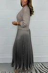 Women's Elegant Solid Color Long Sleeve Jumper & Pleated Bottom Dress