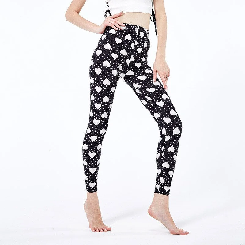 CUHAKCI Polyester High Quality Stretchy Workout Leggings Women Printed Outwear Running Leggins Ankle Length Leggings